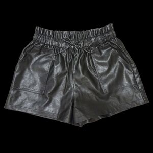 Black Leather Women Shorts